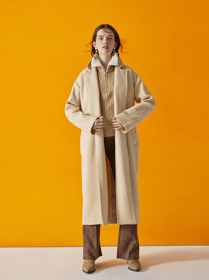 Women's Jacket Collar Plain Stash Coat