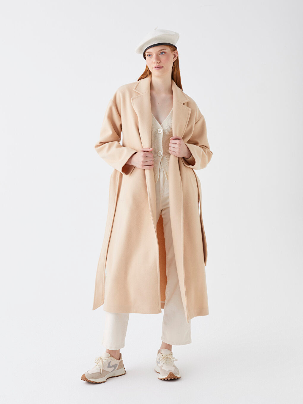 Women's Jacket Collar Plain Stash Coat