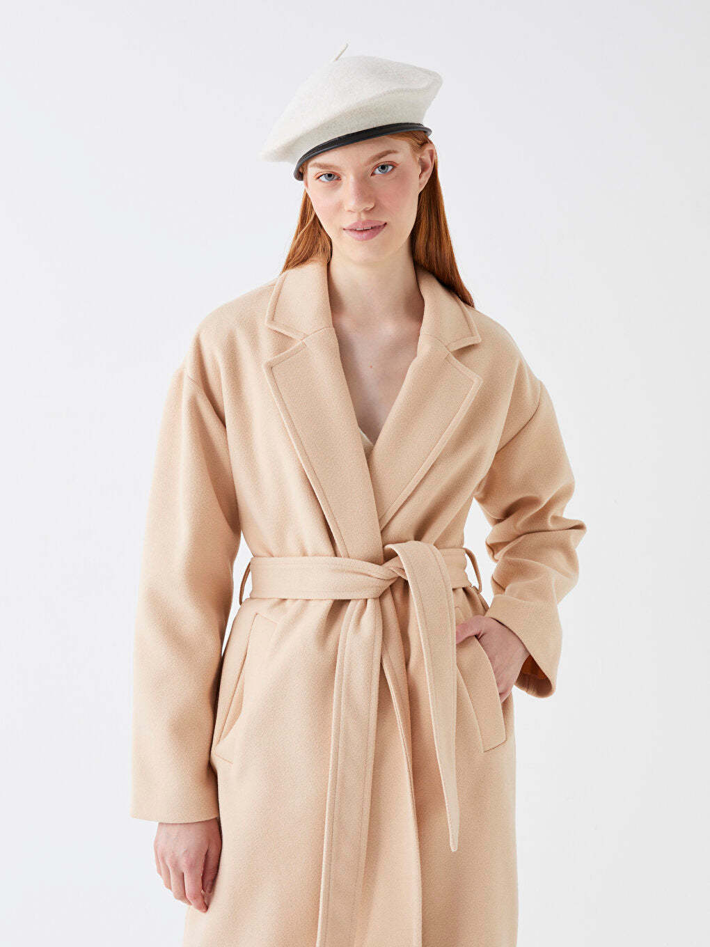 Women's Jacket Collar Plain Stash Coat