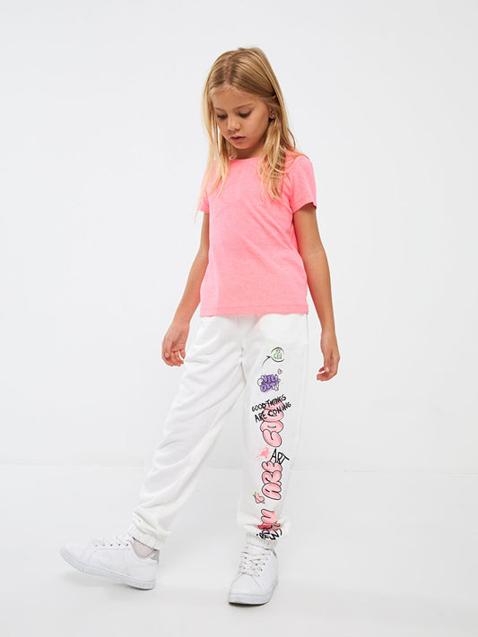 Printed Girls' Jogger Sweatpants with Elastic Waist