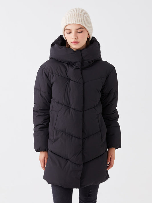 Women's Hooded Plain Puffer Coat