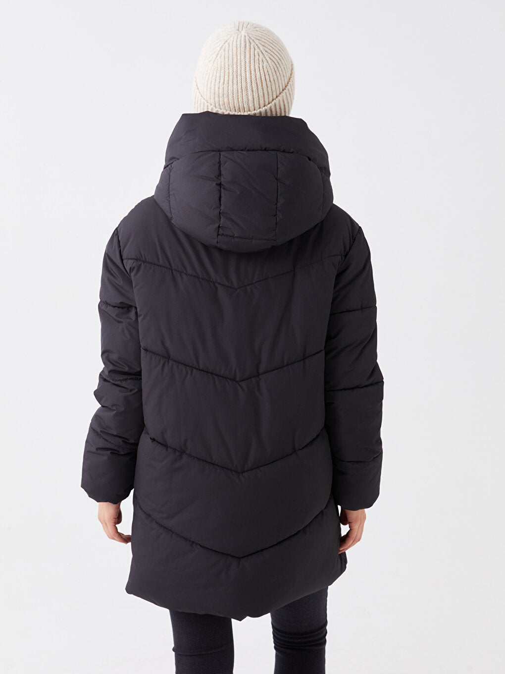 Women's Hooded Plain Puffer Coat