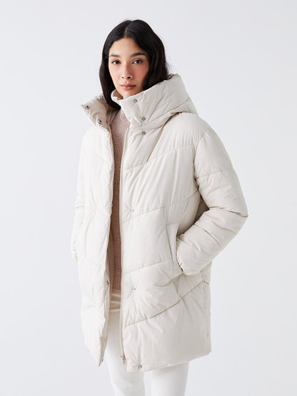 Women's Hooded Plain Puffer Coat