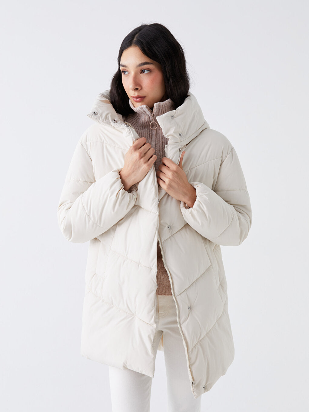 Women's Hooded Plain Puffer Coat