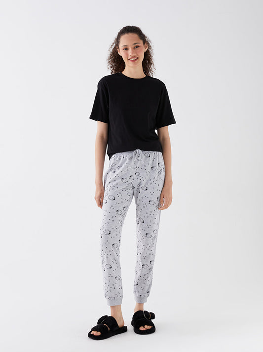 Patterned Women's Pajama Bottoms with Elastic Waist