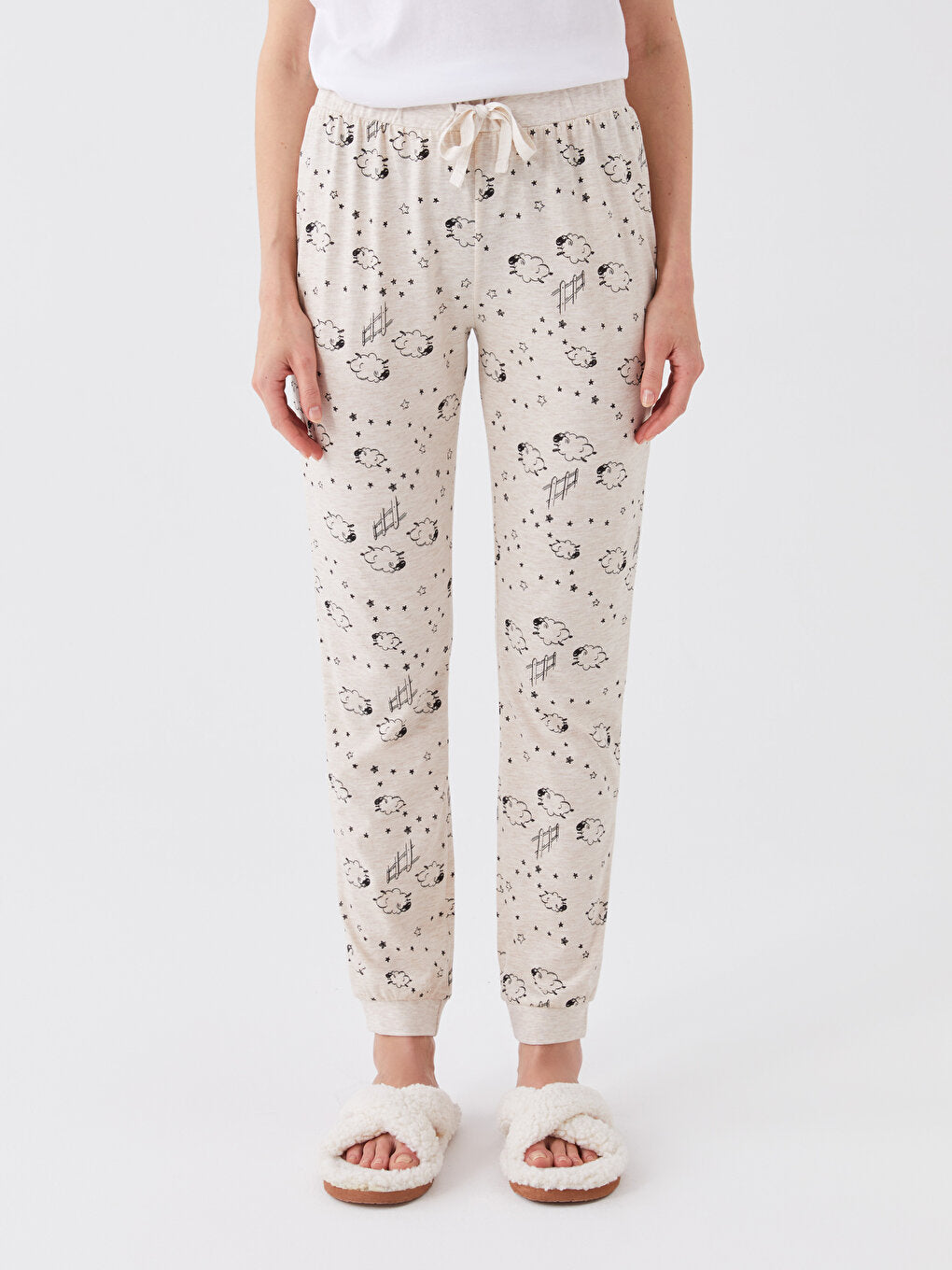 Patterned Women's Pajama Bottoms with Elastic Waist