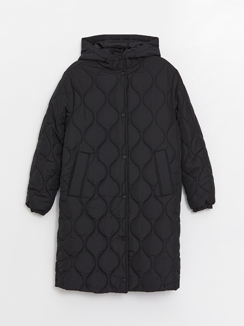 Hooded Self-Patterned Women's Puffer Coat