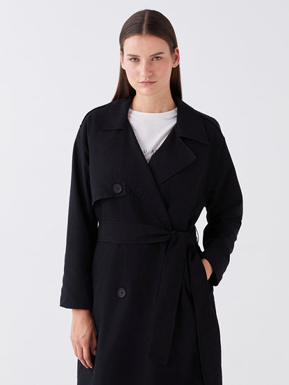 Jacket Collar Plain Long Sleeve Women's Trench Coat