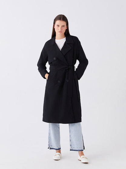 Jacket Collar Plain Long Sleeve Women's Trench Coat