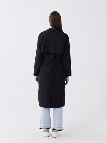 Jacket Collar Plain Long Sleeve Women's Trench Coat