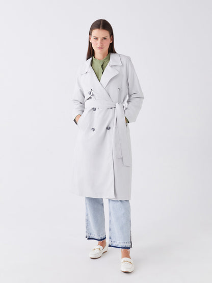 Jacket Collar Plain Long Sleeve Women's Trench Coat