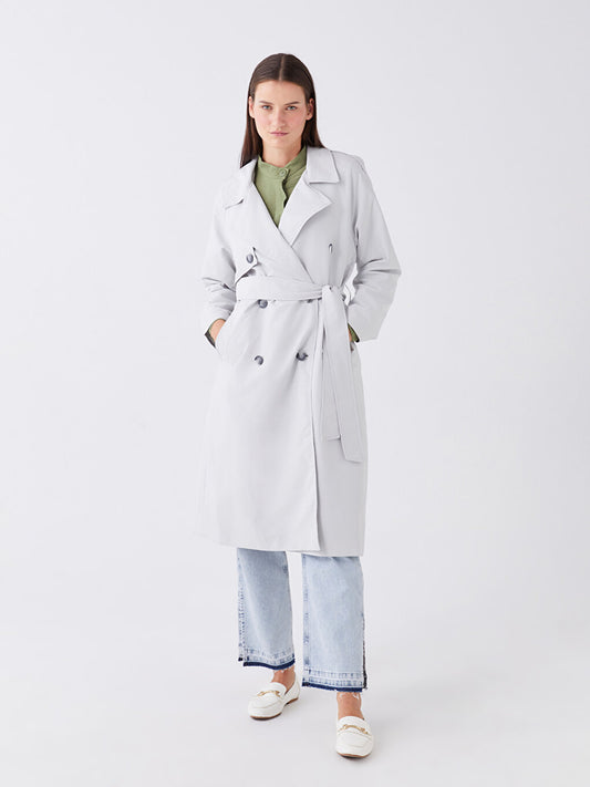 Jacket Collar Plain Long Sleeve Women's Trench Coat