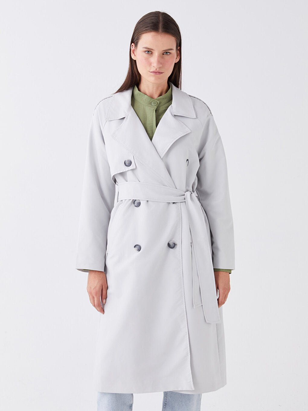 Jacket Collar Plain Long Sleeve Women's Trench Coat