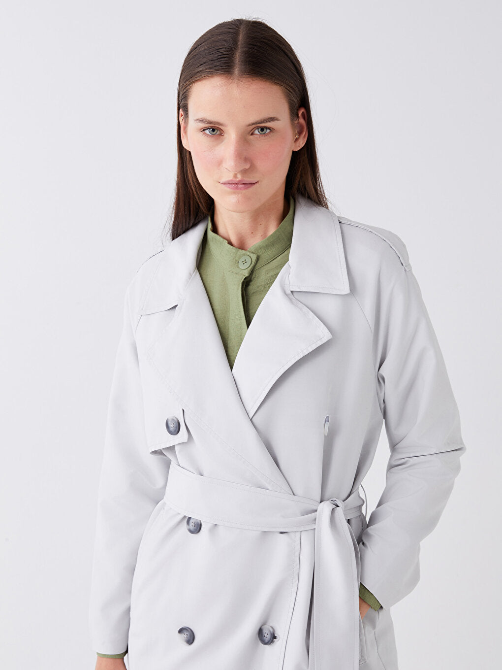 Jacket Collar Plain Long Sleeve Women's Trench Coat