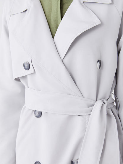 Jacket Collar Plain Long Sleeve Women's Trench Coat