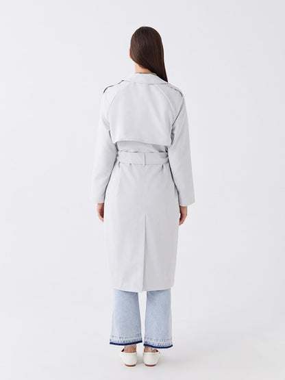 Jacket Collar Plain Long Sleeve Women's Trench Coat