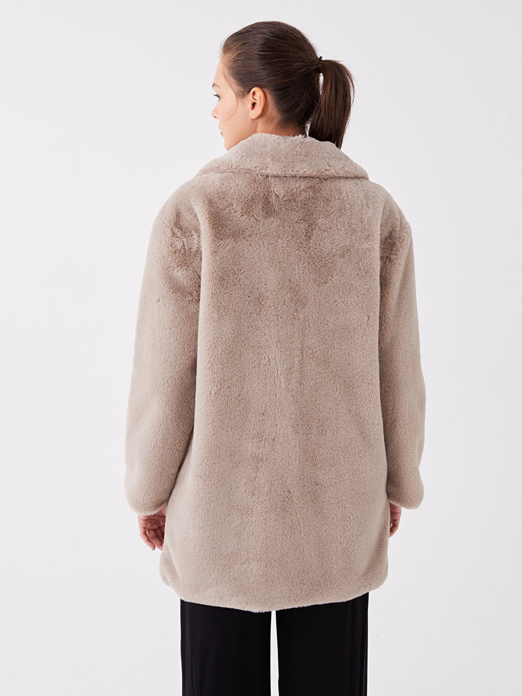 Women's Jacket Collar Plain Plush Coat