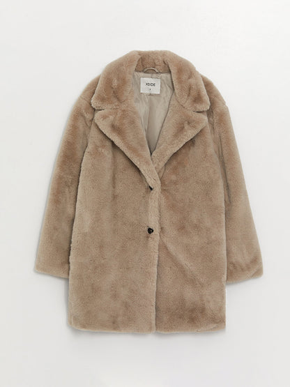 Women's Jacket Collar Plain Plush Coat