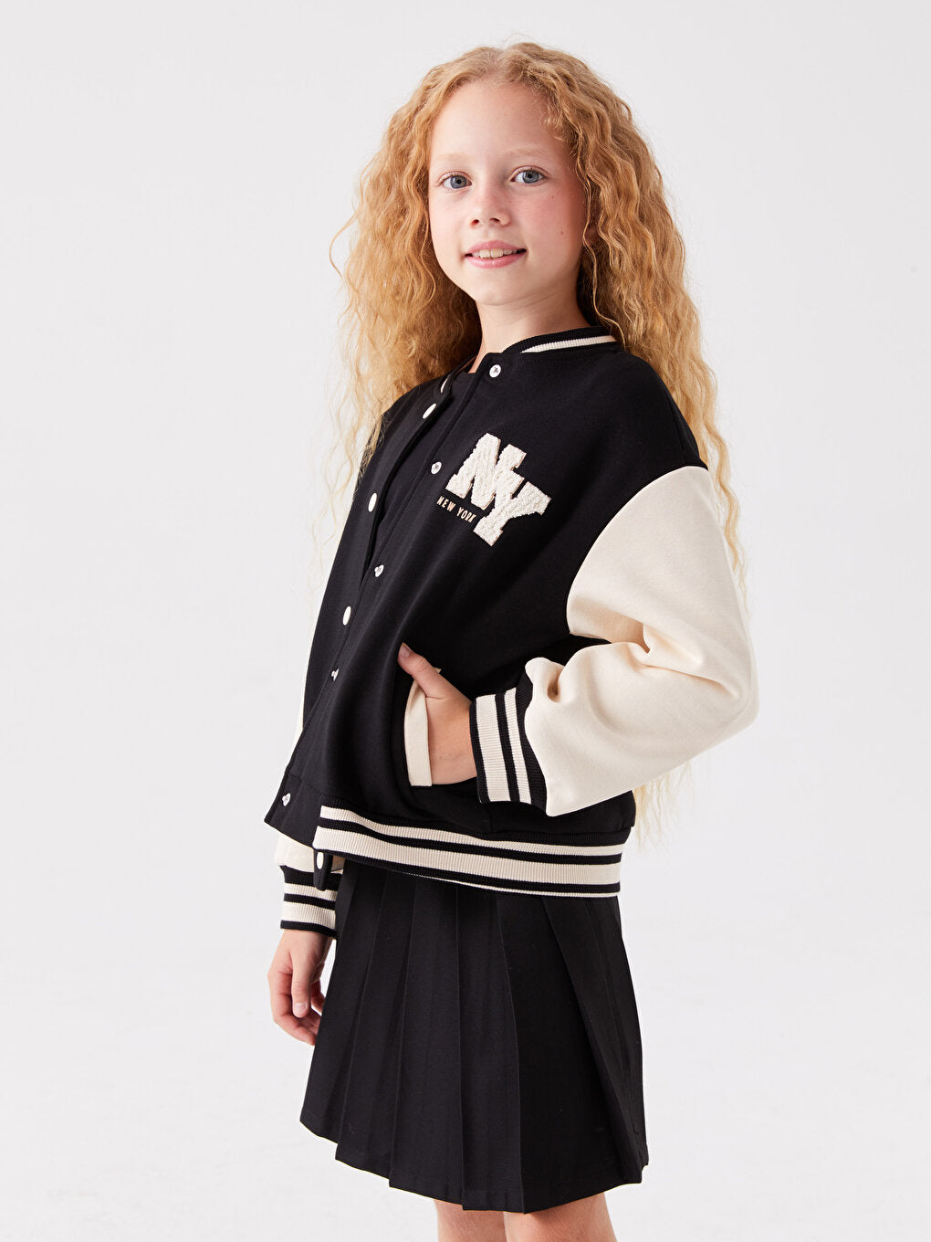 Embroidered Long Sleeve Girls' College Jacket