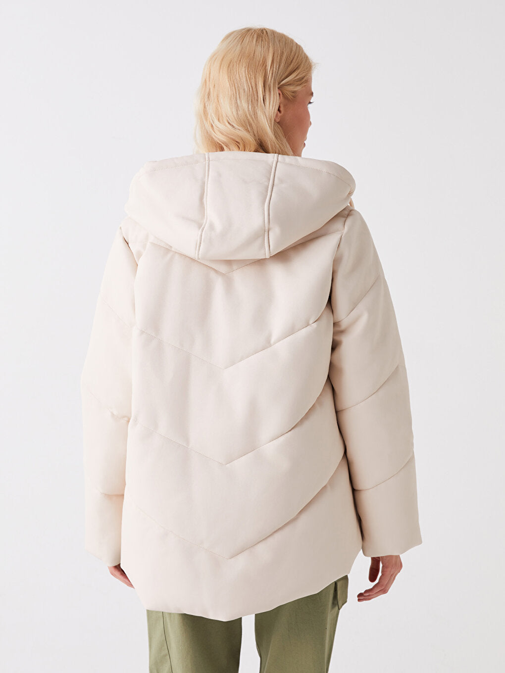 Hooded Plain Leather Look Oversize Women's Puffer Coat