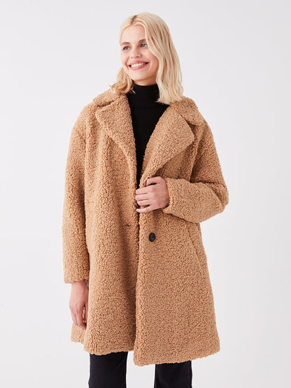 Jacket Collar Plain Long Sleeve Women's Teddy Coat