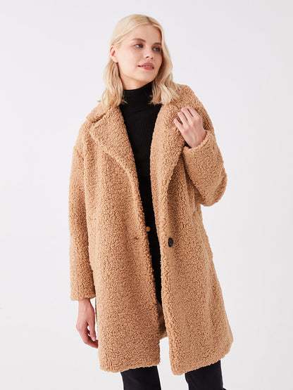 Jacket Collar Plain Long Sleeve Women's Teddy Coat