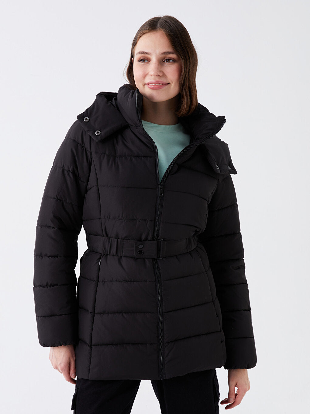 Women's Hooded Plain Puffer Coat