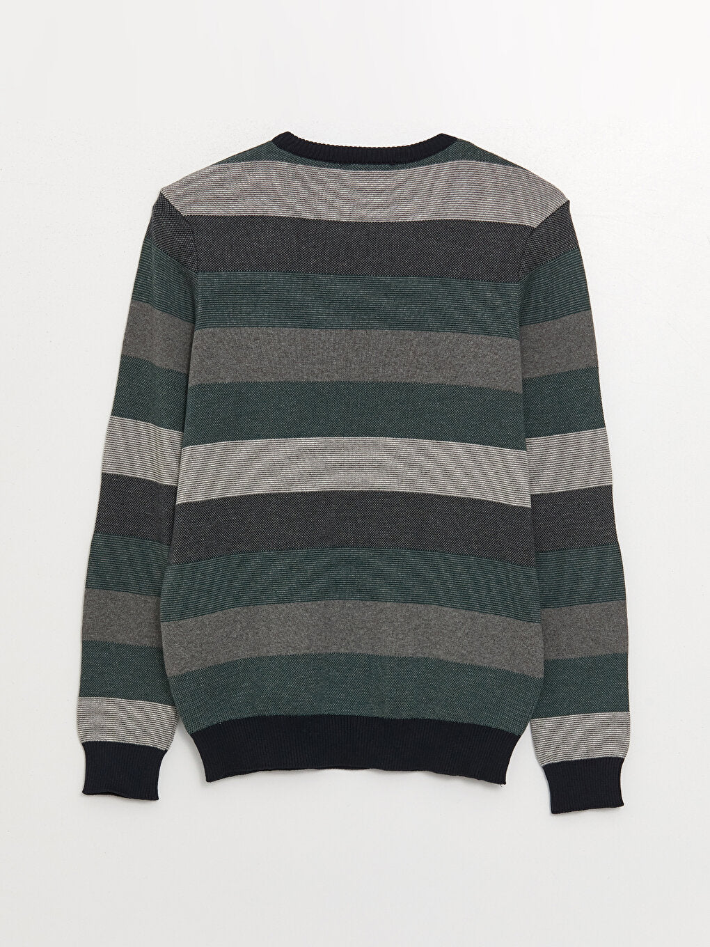 Crew Neck Long Sleeve Striped Men's Knitwear Sweater