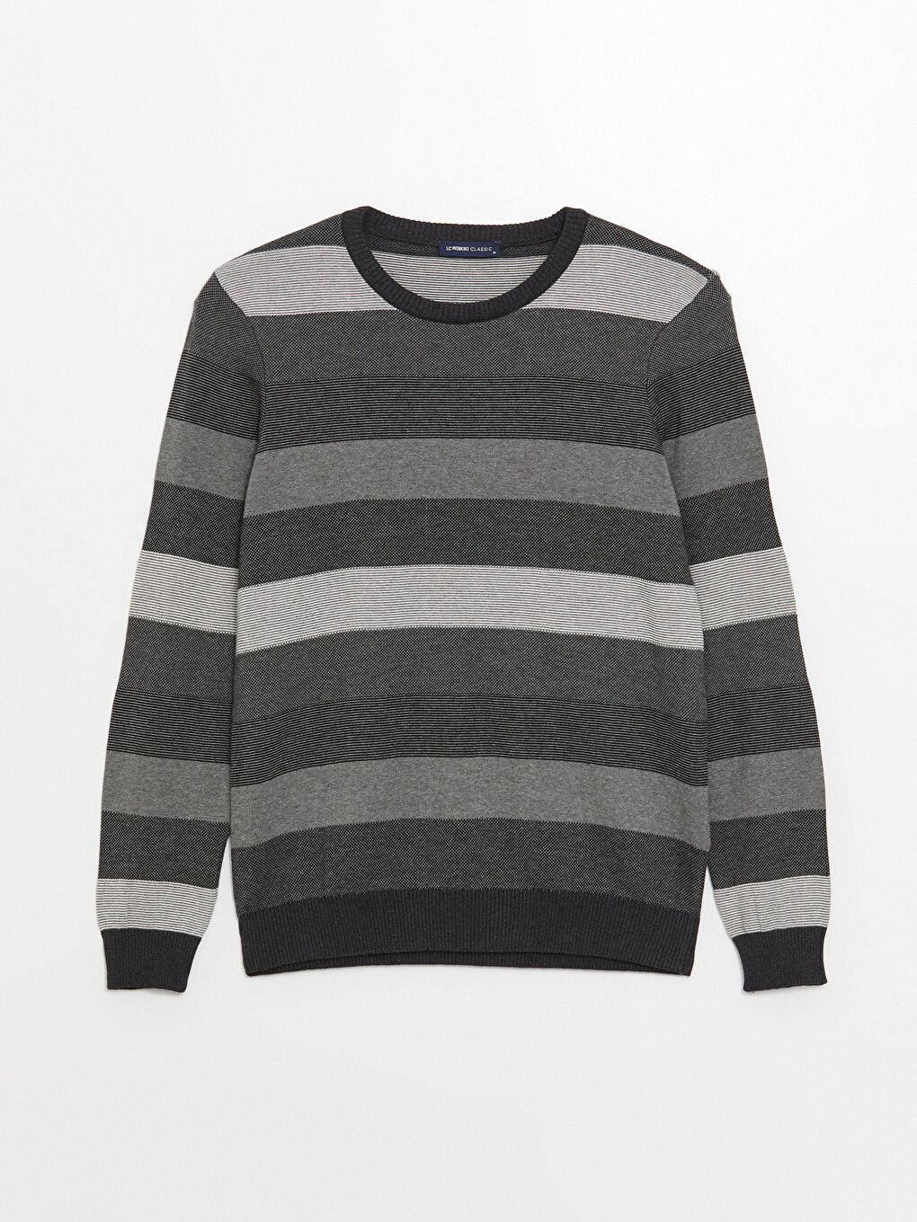 Crew Neck Long Sleeve Striped Men's Knitwear Sweater