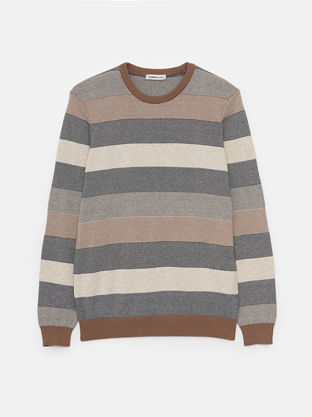 Crew Neck Long Sleeve Striped Men's Knitwear Sweater