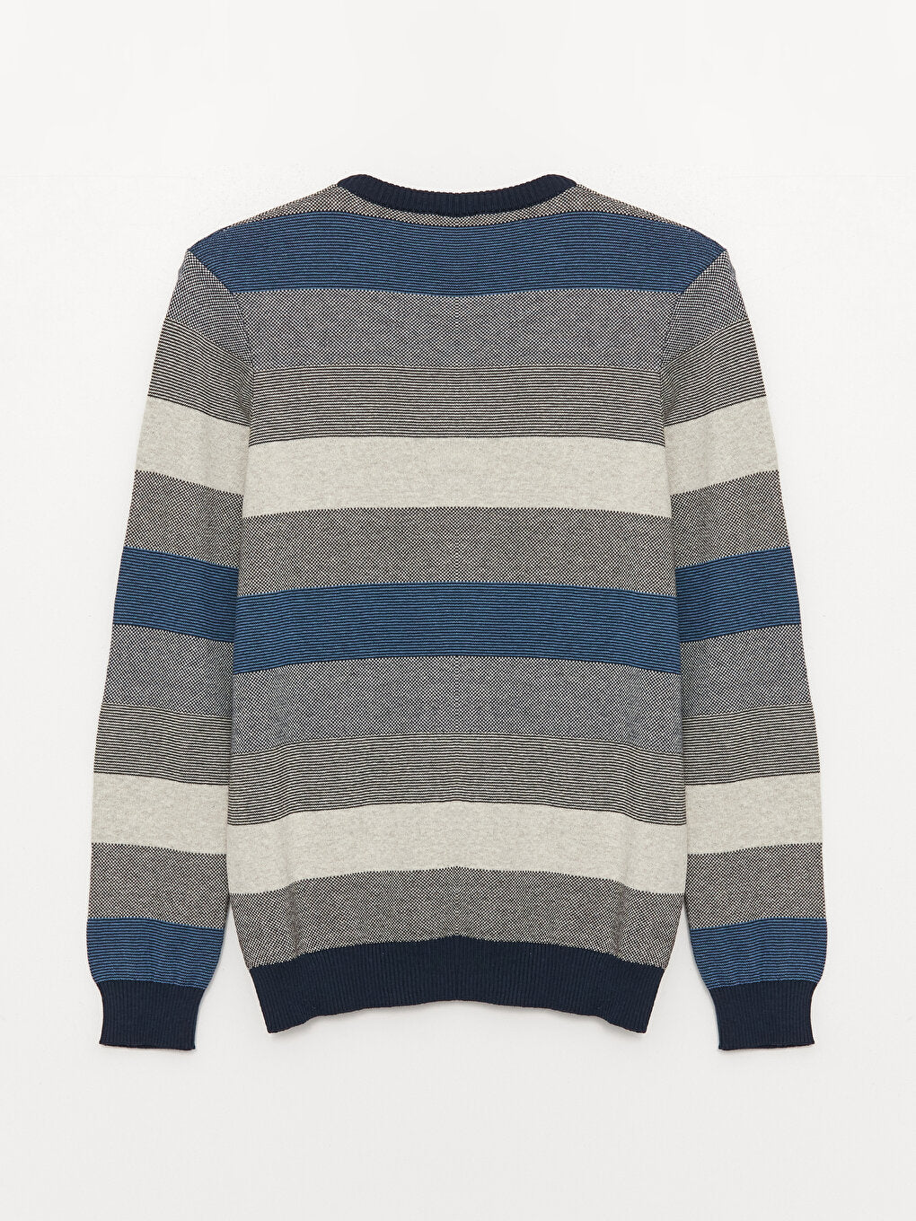 Crew Neck Long Sleeve Striped Men's Knitwear Sweater