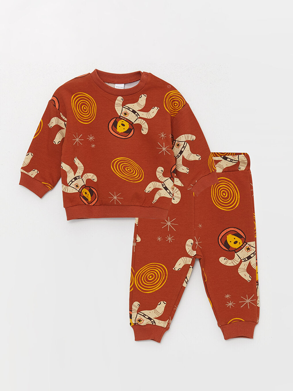 Crew Neck Printed Baby Boy Sweatshirt and Sweatpants