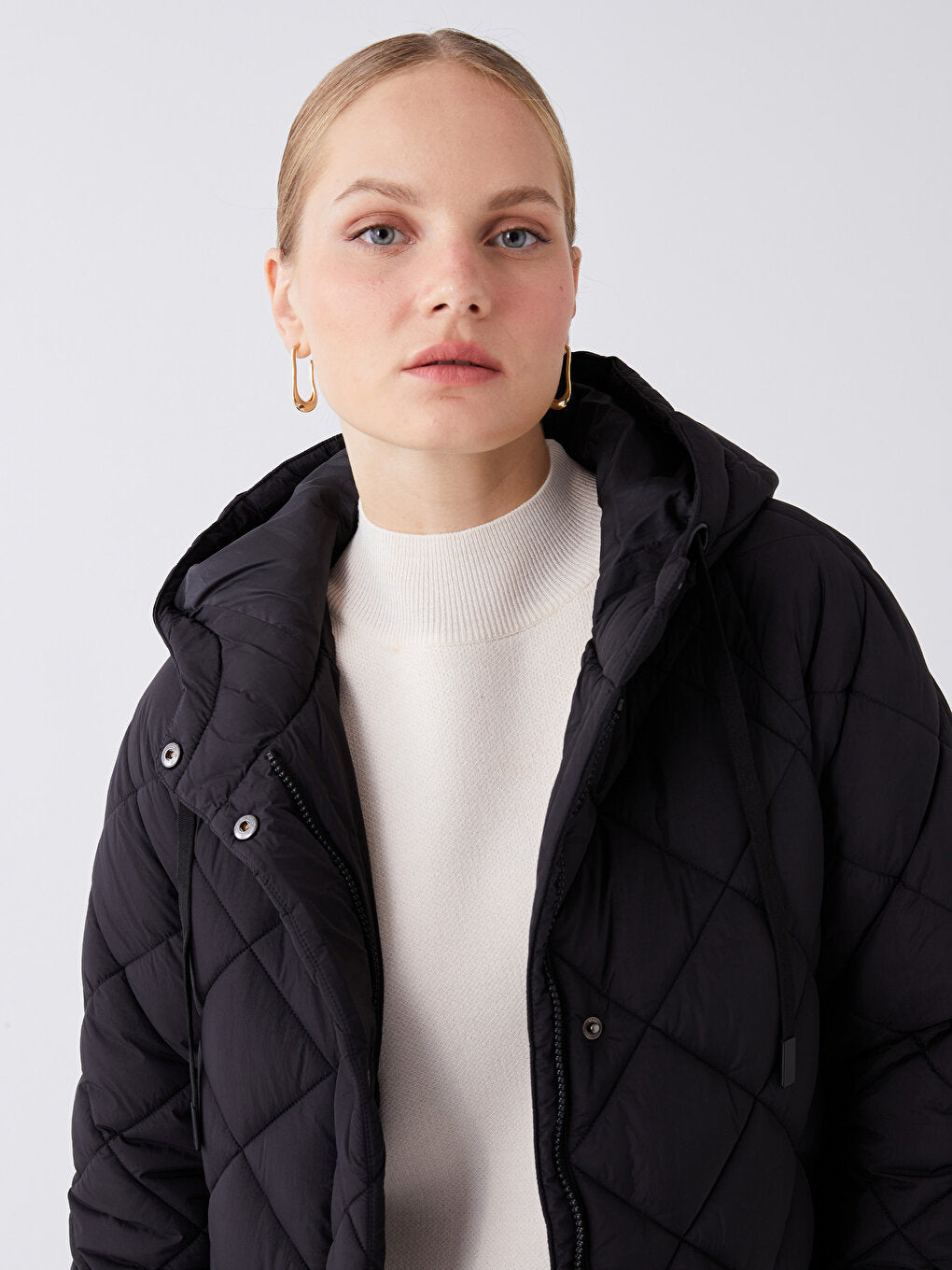 Hooded Quilted Oversize Women's Puffer Jacket