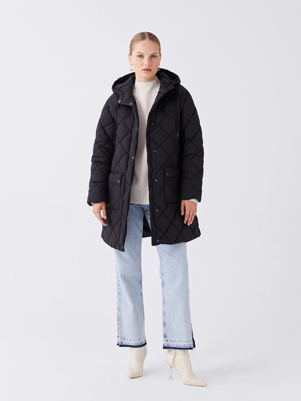 Hooded Quilted Oversize Women's Puffer Jacket