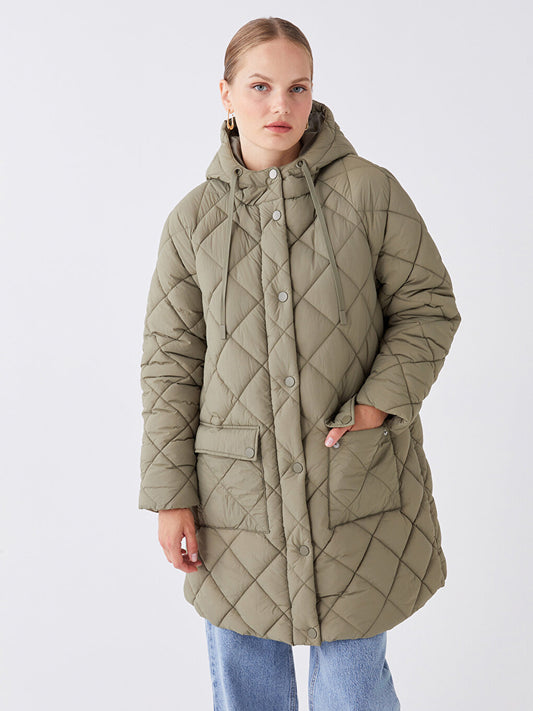 Hooded Quilted Oversize Women's Puffer Jacket