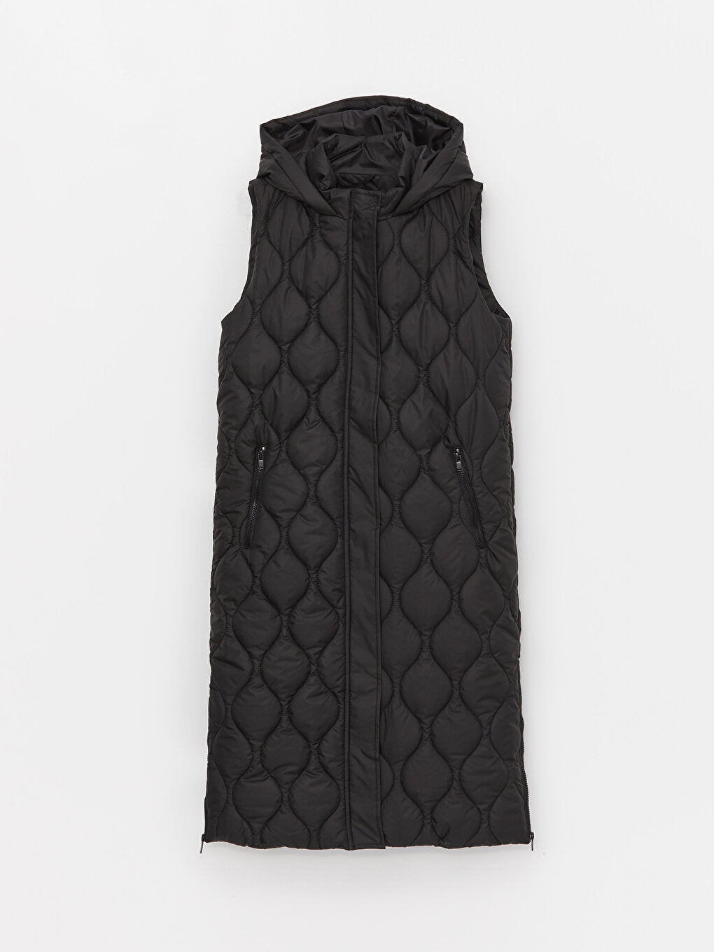 Hooded Self-Patterned Women's Puffer Vest