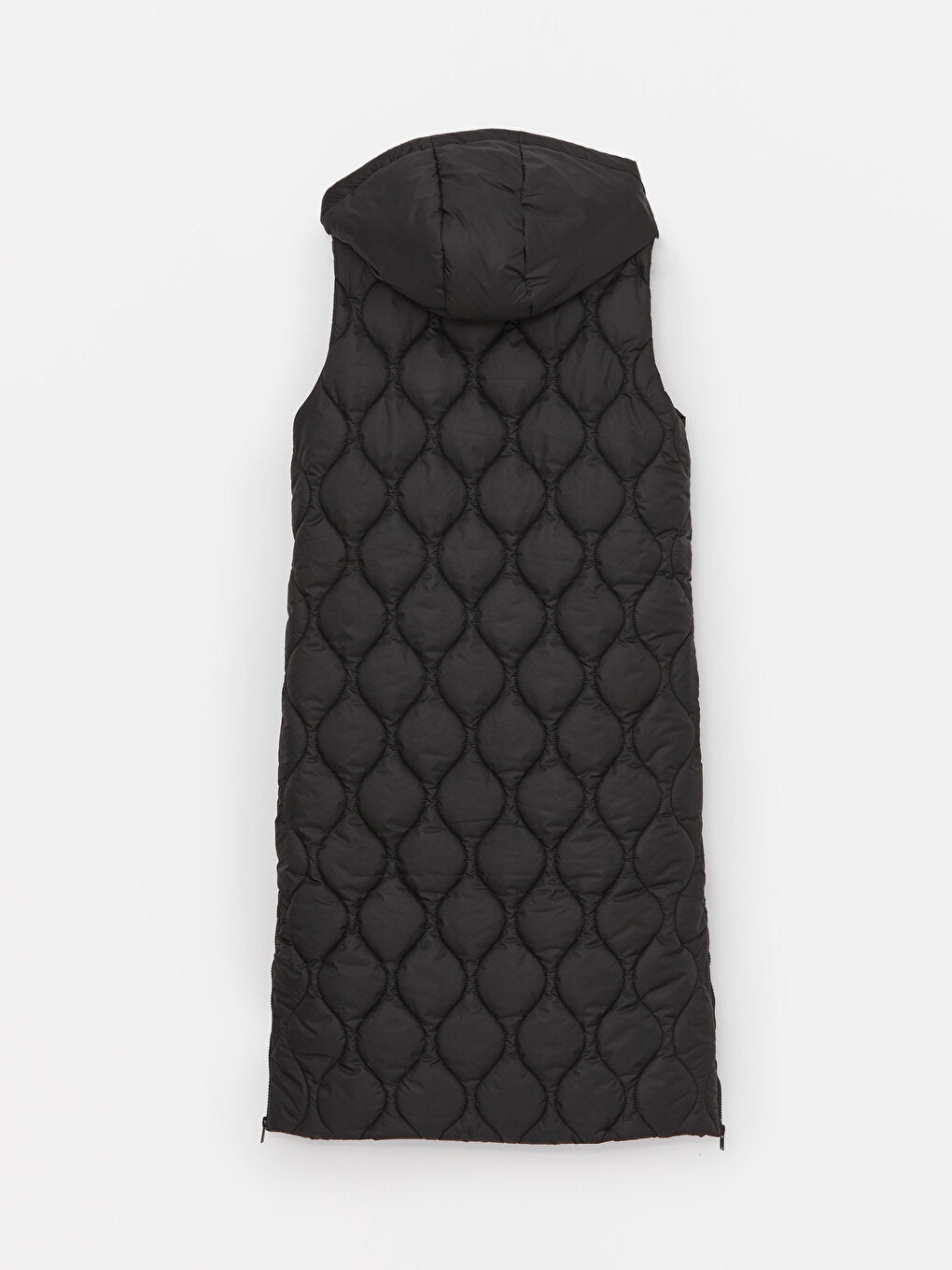 Hooded Self-Patterned Women's Puffer Vest