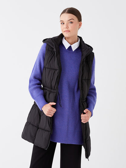 Women's Hooded Plain Puffer Vest