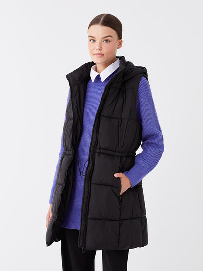 Women's Hooded Plain Puffer Vest