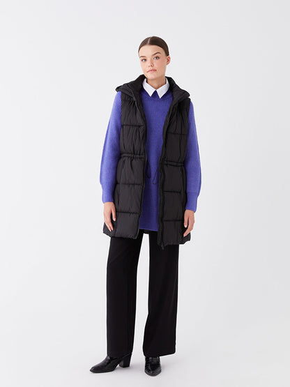 Women's Hooded Plain Puffer Vest