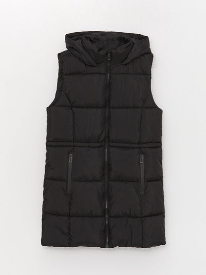 Women's Hooded Plain Puffer Vest