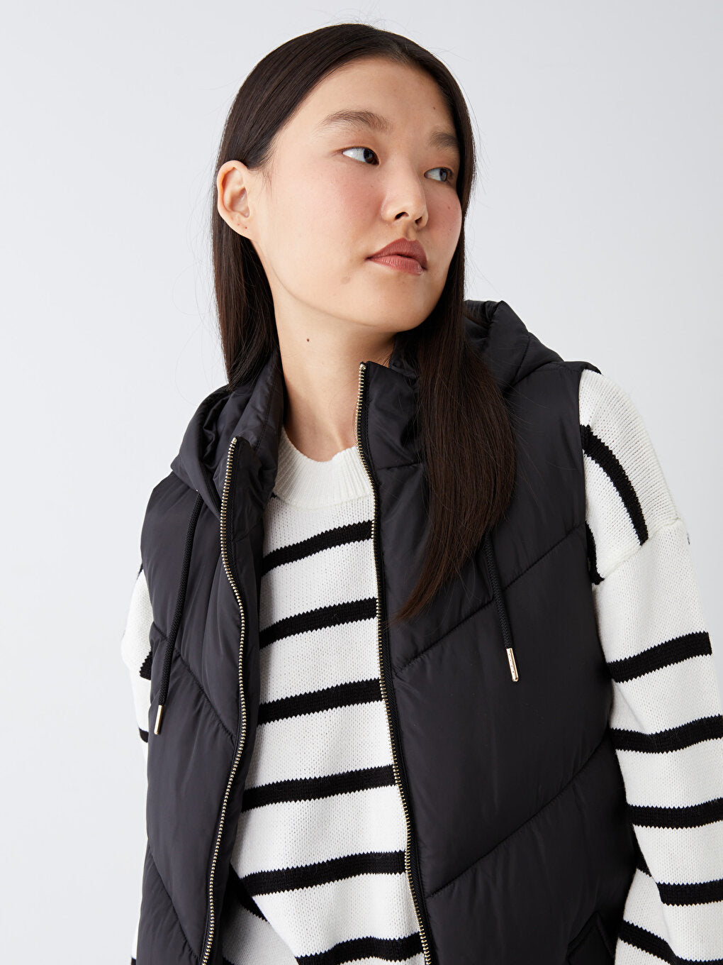 Women's Hooded Plain Puffer Vest