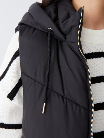 Women's Hooded Plain Puffer Vest