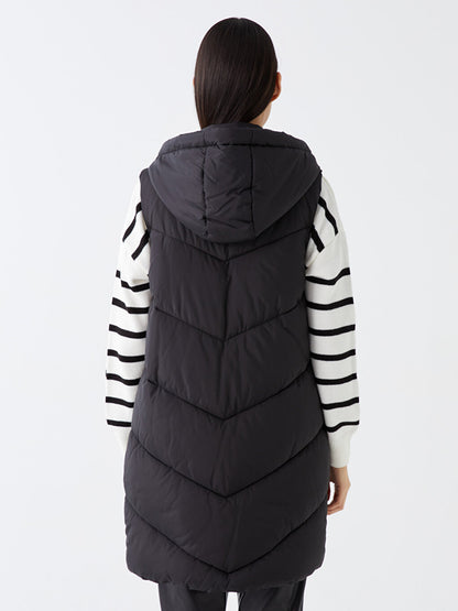 Women's Hooded Plain Puffer Vest