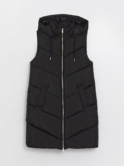 Women's Hooded Plain Puffer Vest