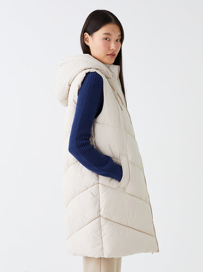 Women's Hooded Plain Puffer Vest