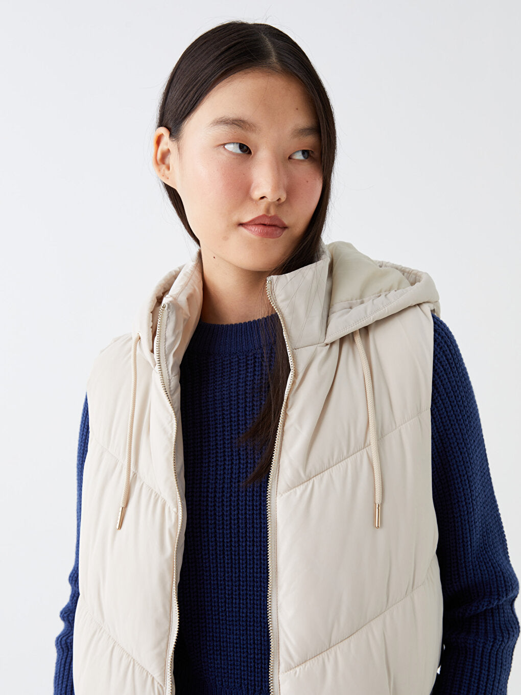 Women's Hooded Plain Puffer Vest