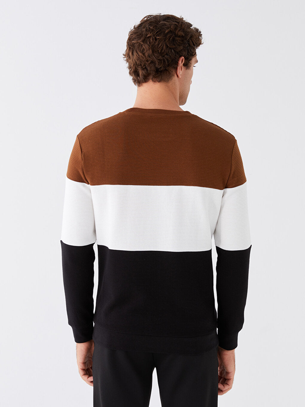 Crew Neck Long Sleeve Color Block Men's Sweatshirt