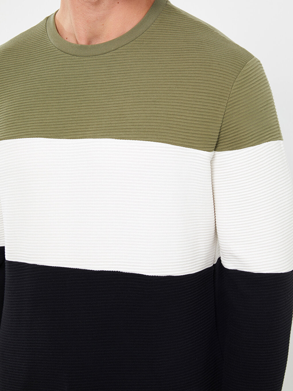 Crew Neck Long Sleeve Color Block Men's Sweatshirt