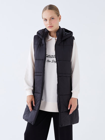 Women's Hooded Plain Puffer Vest